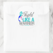 Sticker Rond Combattre comme un guerrier cancer du thyroïde (Sac)