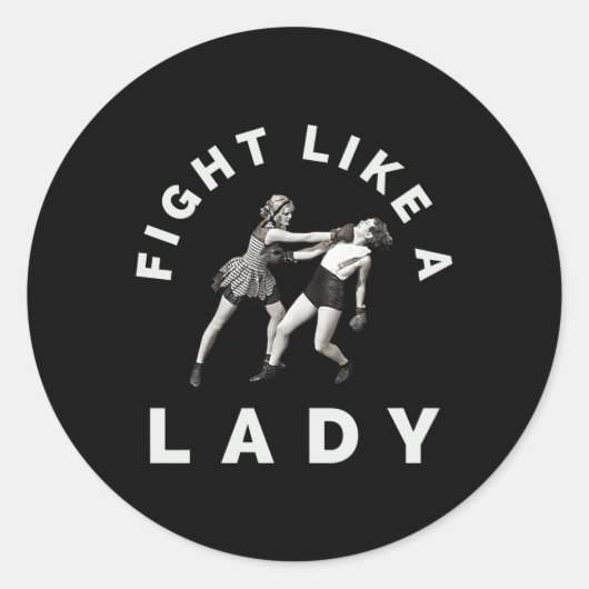 Sticker Rond Combattre comme une dame Boxing (Devant)