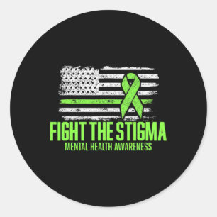 Sticker Rond Combattre La Stigma American Flag Sensibilisation 