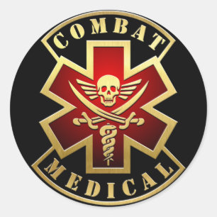 Sticker Rond Combattre le patchs croisé crâne et épées Médicale