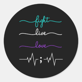 Sticker Rond Combattre, vivre, aimer Sensibilisation au suicide