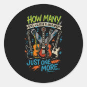 Sticker Rond Combien De Guitares Un Guitariste A-T-Il Besoin ? (Devant)