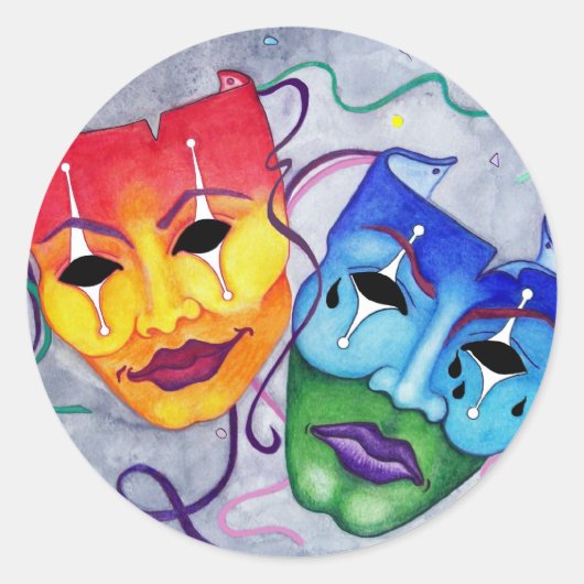 Sticker Rond Comédie et tragédie (Devant)