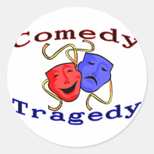 Sticker Rond Comédie Tragédie Masques Théâtraux