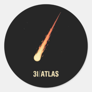 Sticker Rond Comet 3I/ATLAS Conception minimaliste Vintage