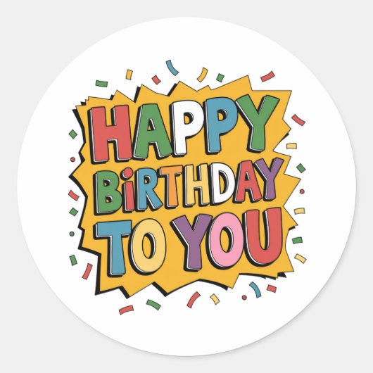 Sticker Rond Comic Burst Joyeux Anniversaire (Devant)