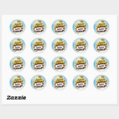 Sticker Rond Comic Style Superhero Boy's Name Birthday  (Feuille)