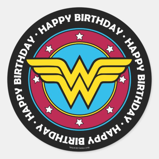 Sticker Rond Comics DC | Wonder Woman Circle & Stars Logo (Devant)