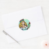 Sticker Rond Comics vintage Cute Princess (Enveloppe)