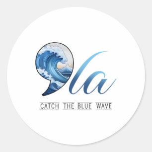 Sticker Rond Comma La Catch La Vague Bleue Voter Président Kama