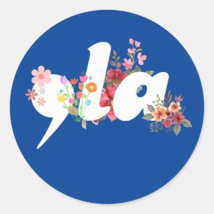 Sticker Rond Comma la Floral Kamala Harris Président Fleurs