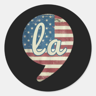 Sticker Rond Comma La Kamala Harris Flag américain Comma + La