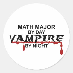 Sticker Rond Commandant de maths vampire par nuit