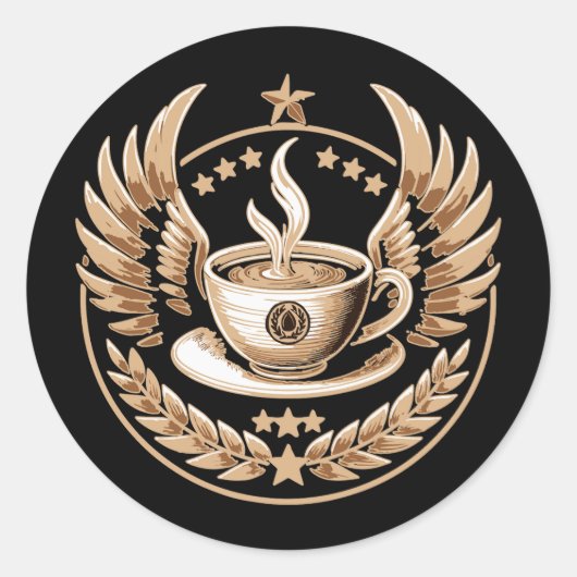 Sticker Rond Commandant du café (Devant)