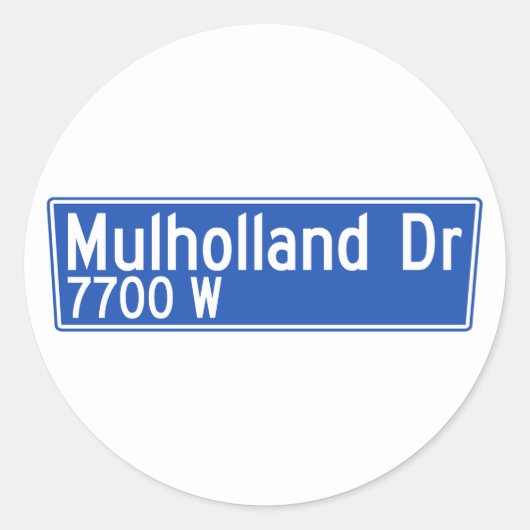 Sticker Rond Commande de Mulholland, Los Angeles, plaque de rue (Devant)