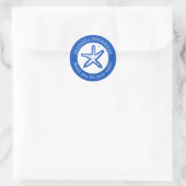 Sticker Rond COMMANDE MERCI Étoile de mer Bleu Blanc PERSONNALI (Sac)