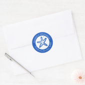 Sticker Rond COMMANDE MERCI Étoile de mer Bleu Blanc PERSONNALI (Enveloppe)