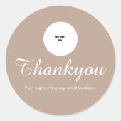 Sticker Rond Commande moderne simple Thankyou Logo Script Mocha (Devant)