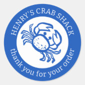 Sticker Rond COMMANDER MERCI Crab Beach Bleu Blanc CUSTOM (Devant)
