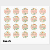 Sticker Rond Commander MERCI Cute Fleurs Florales Rose Personna (Feuille)