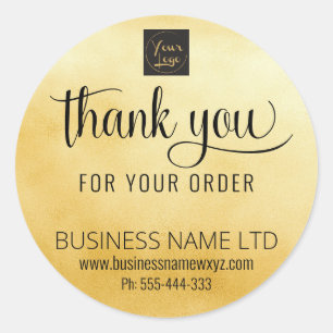 Sticker Rond Commander Merci Gold Black Ajouter votre logo