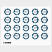 Sticker Rond Commandez MERCI Cute Blue Floral Flowers personnal (Feuille)