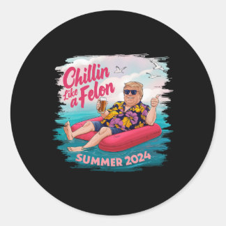 Sticker Rond Comme A Felon Trump Summer 2024 Beach