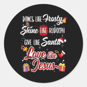 Sticker Rond Comme Frosty Shine Rudolph Donner Père Noël Amour 