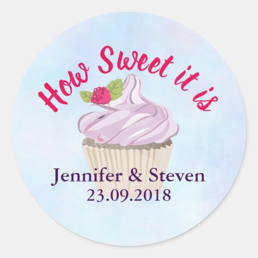 Sticker Rond Comme il est doux Mariage Cupcake rose (Devant)