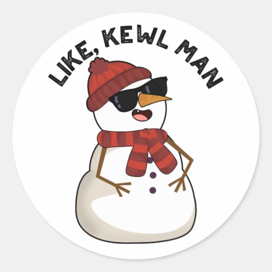 Sticker Rond Comme Kewl Man Drôle Cool Snowman Pun (Devant)
