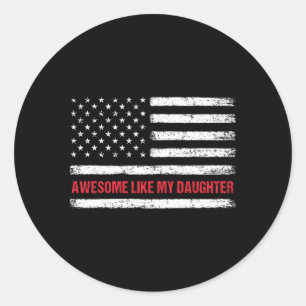 Sticker Rond Comme Ma Fille Drapeau Usa Drapeau 4 juillet Pare