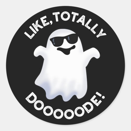Sticker Rond Comme Totalement Doode Funny Ghost Pun Dark BG (Devant)