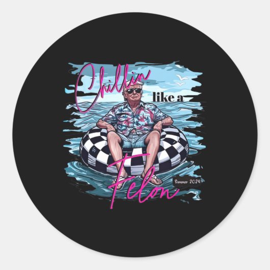 Sticker Rond Comme Un Felon Drôle Trump Été 2024 5 (Devant)