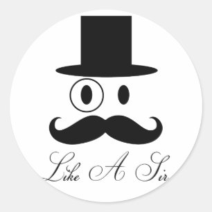 Sticker Rond Comme Un Monsieur - Mustache Messieurs