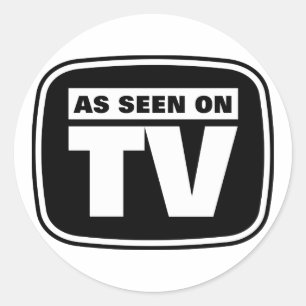 Sticker Rond Comme vu à la TV - noire et blanche