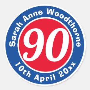 Sticker Rond Commémoration d'anniversaire avec le nom, l'âge