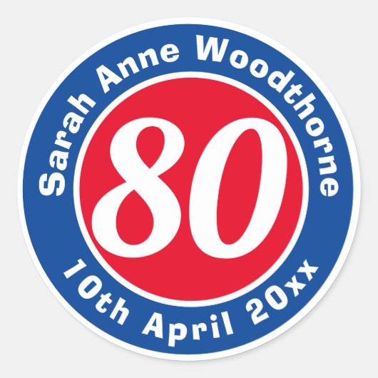 Sticker Rond Commémoration d'anniversaire avec le nom, l'âge et (Devant)