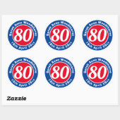 Sticker Rond Commémoration d'anniversaire avec le nom, l'âge et (Feuille)