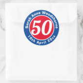 Sticker Rond Commémoration d'anniversaire avec le nom, l'âge et (Sac)