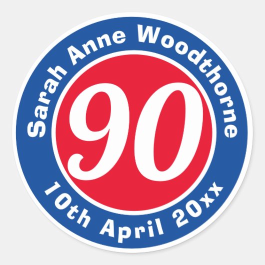 Sticker Rond Commémoration d'anniversaire avec le nom, l'âge et (Devant)