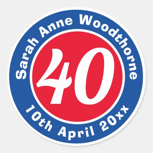 Sticker Rond Commémoration d'anniversaire avec le nom, l'âge et (Devant)