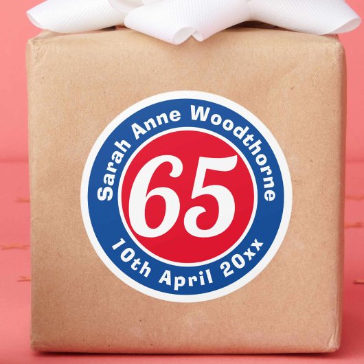 Sticker Rond Commémoration d'anniversaire avec le nom, l'âge et