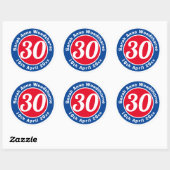 Sticker Rond Commémoration d'anniversaire avec le nom, l'âge et (Feuille)