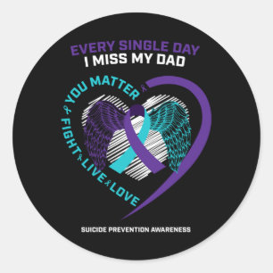 Sticker Rond Commémoration en mémoire de papa prévention du sui