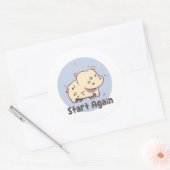 Sticker Rond Commencez à nouveau Kawaii bébé mignon hippo drôle (Enveloppe)