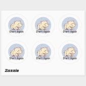 Sticker Rond Commencez à nouveau Kawaii bébé mignon hippo drôle (Feuille)