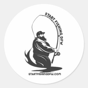 Sticker Rond Commencez à pêcher Dfw Fishy Fisherman Drôle de pê