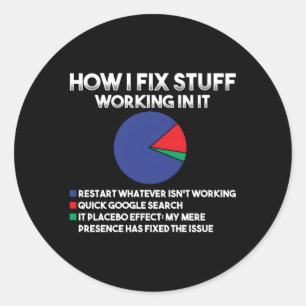 Sticker Rond Comment je répare des trucs qui travaillent dans l