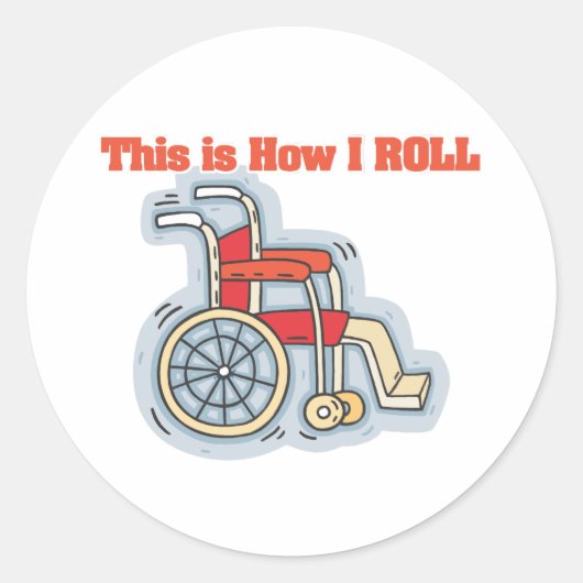 Sticker Rond Comment je roule (fauteuil roulant) (Devant)