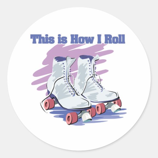 Sticker Rond Comment je roule (patins à roulettes) (Devant)